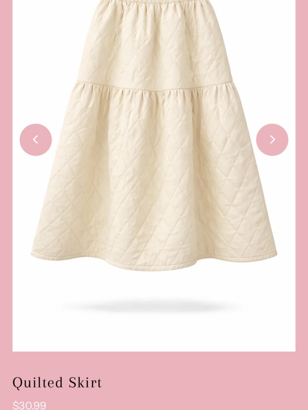 Quilted Midi Skirt in Cream
